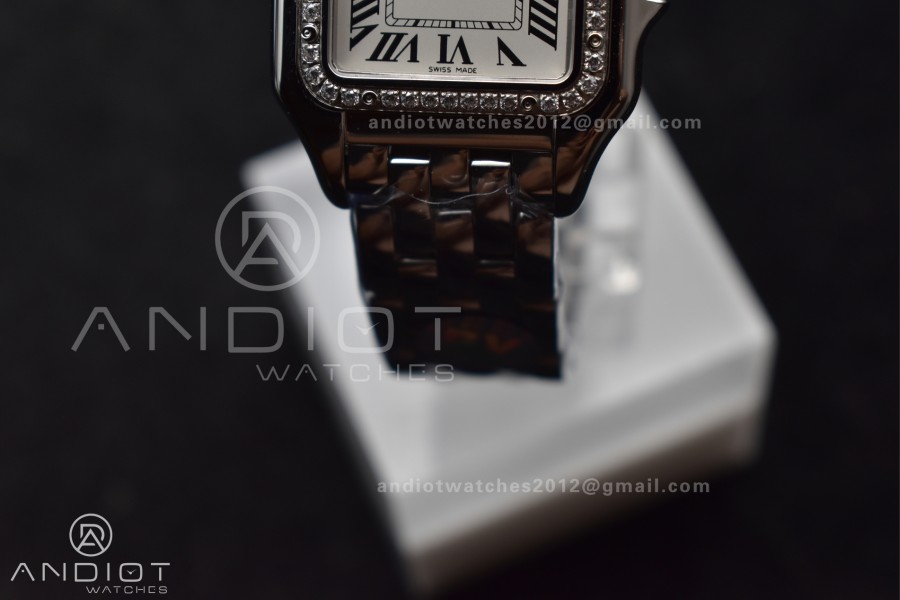 Panthère 27mm BVF 1:1 Best Edition SS White Dial Diamonds Bezel on SS Bracelet Ronda Quartz