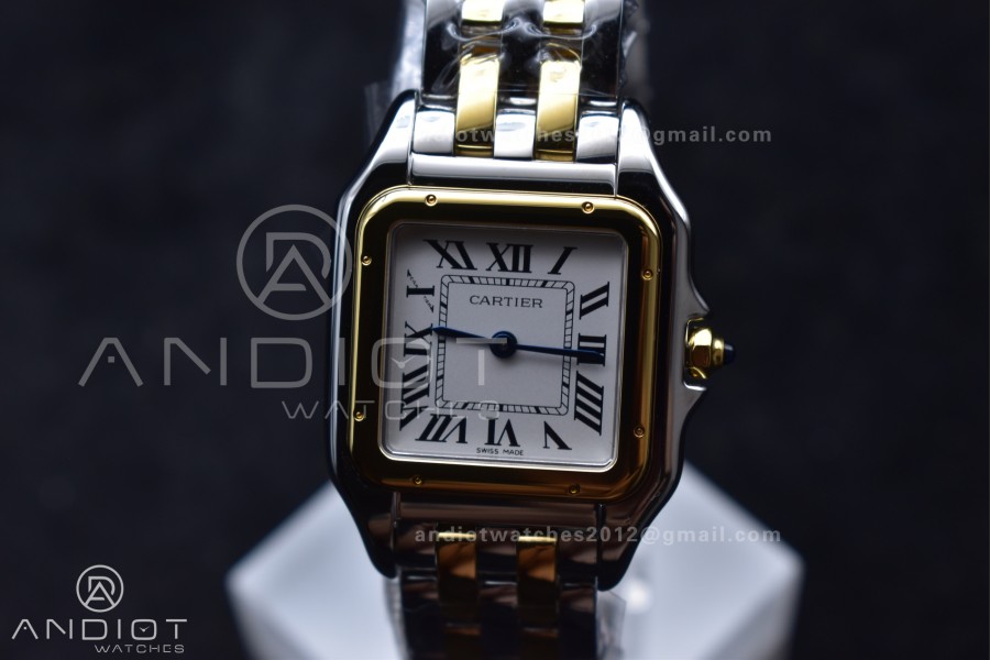 Panthère 27mm BVF 1:1 Best Edition SS/YG White Dial Stainless Bezel on SS/YG Bracelet Ronda Quartz