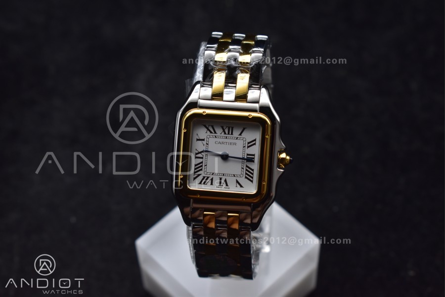 Panthère 27mm BVF 1:1 Best Edition SS/YG White Dial Stainless Bezel on SS/YG Bracelet Ronda Quartz