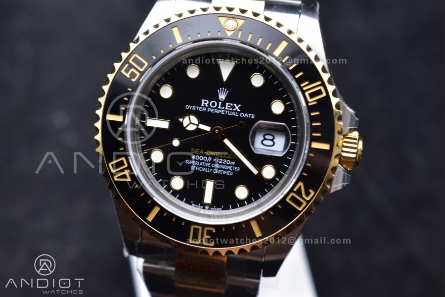 Sea-Dweller Two Tone SS/YG 126603 GMF Best Edition Black Dial on SS/YG Bracelet A2824 V3