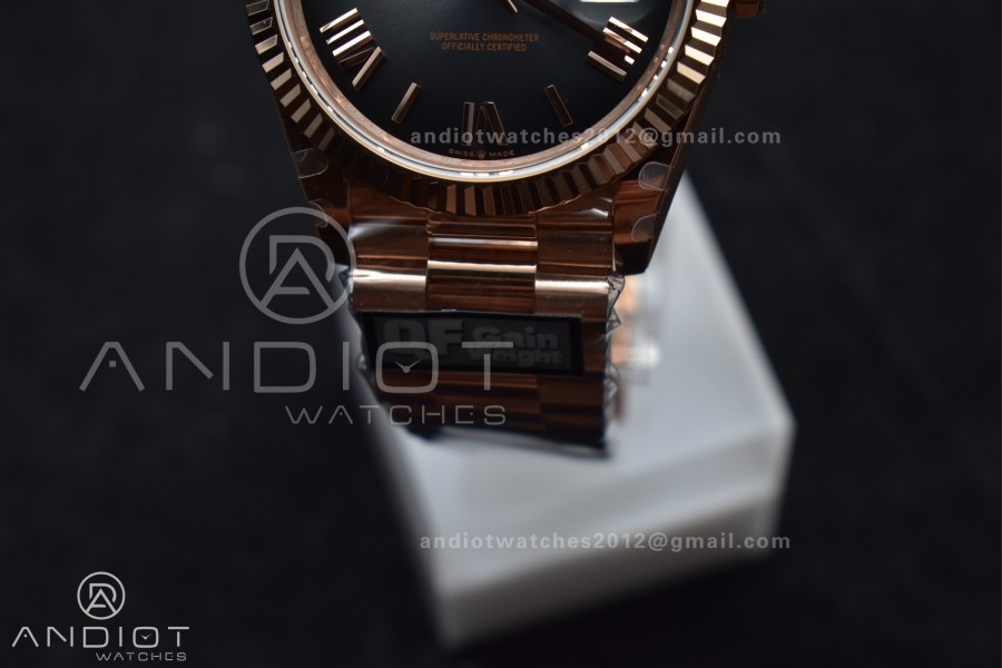 DayDate 40 RG QF Best Edition 904L Steel Slate Ombre Dial on President Bracelet A2836 V4 (Gain Weight)
