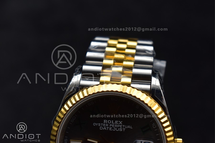 DateJust 36 SS/RG 126231 VSF 1:1 Best Edition 904L Steel Gray Dial Green Roman Marker on Jubilee Bracelet VS3235