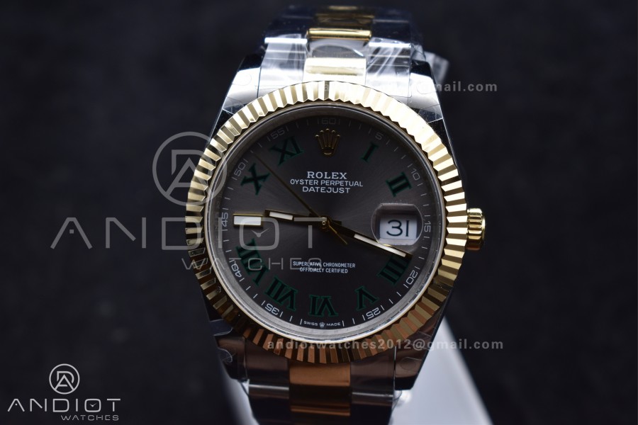 DateJust 41 126333 SS/YG GMF 1:1 Best Edition 904L Steel Gray Green Roman Dial on SS/YG Oyster Bracelet A2836