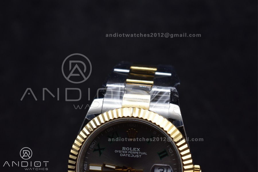 DateJust 41 126333 SS/YG GMF 1:1 Best Edition 904L Steel Gray Green Roman Dial on SS/YG Oyster Bracelet A2836