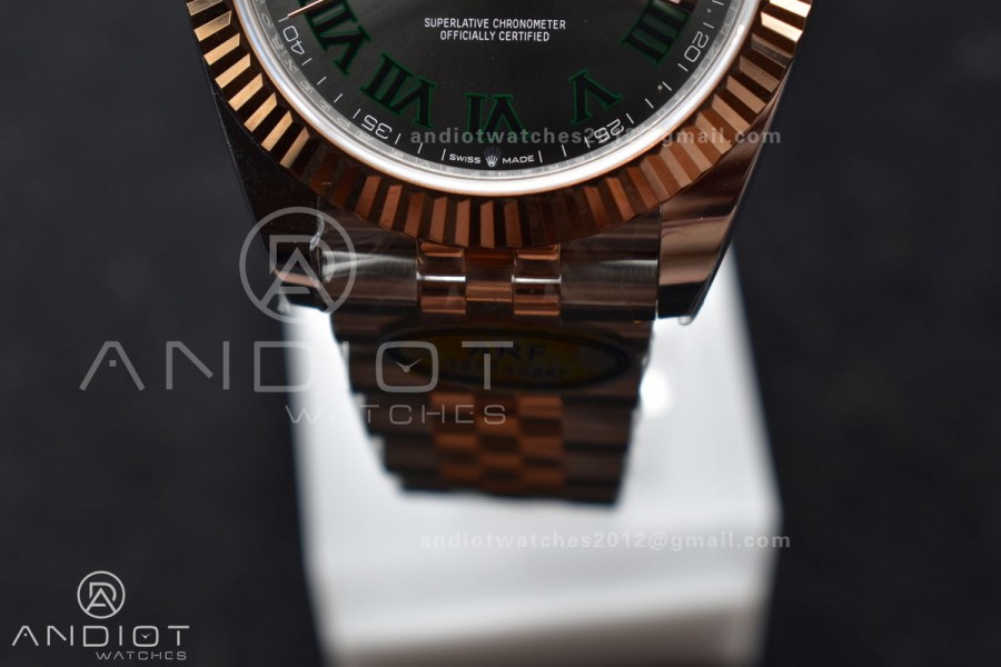 DateJust 41 126333 SS/RG ARF 1:1 Best Edition 904L Steel Gray Green Roman Dial on SS/RG Jubilee Bracelet SH3235 (Gain Weight)
