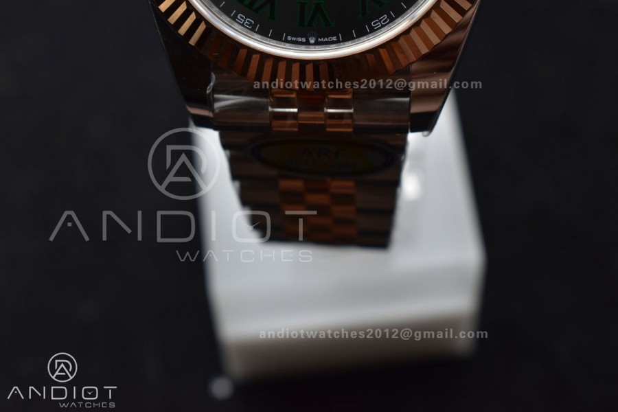DateJust 41 126333 SS/RG ARF 1:1 Best Edition 904L Steel Gray Green Roman Dial on SS/RG Jubilee Bracelet SH3235 (Gain Weight)