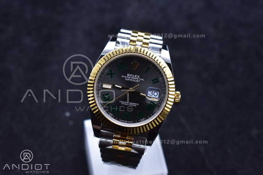 DateJust 41 126333 SS/YG ARF 1:1 Best Edition 904L Steel Gray Green Roman Dial on SS/YG Jubilee Bracelet SH3235 (Gain Weight)