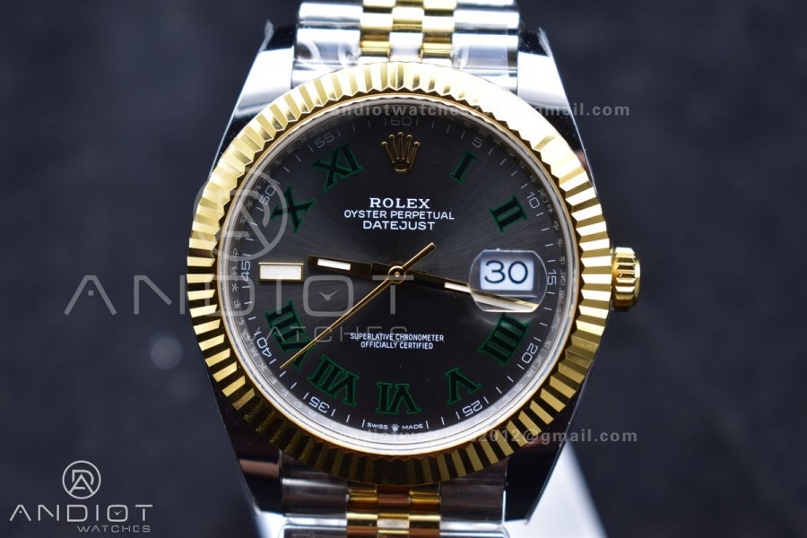 DateJust 41 126333 SS/YG ARF 1:1 Best Edition 904L Steel Gray Green Roman Dial on SS/YG Jubilee Bracelet SH3235 (Gain Weight)