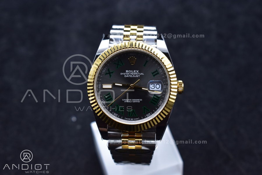 DateJust 41 126333 SS/YG ARF 1:1 Best Edition 904L Steel Gray Green Roman Dial on SS/YG Jubilee Bracelet SH3235 (Gain Weight)