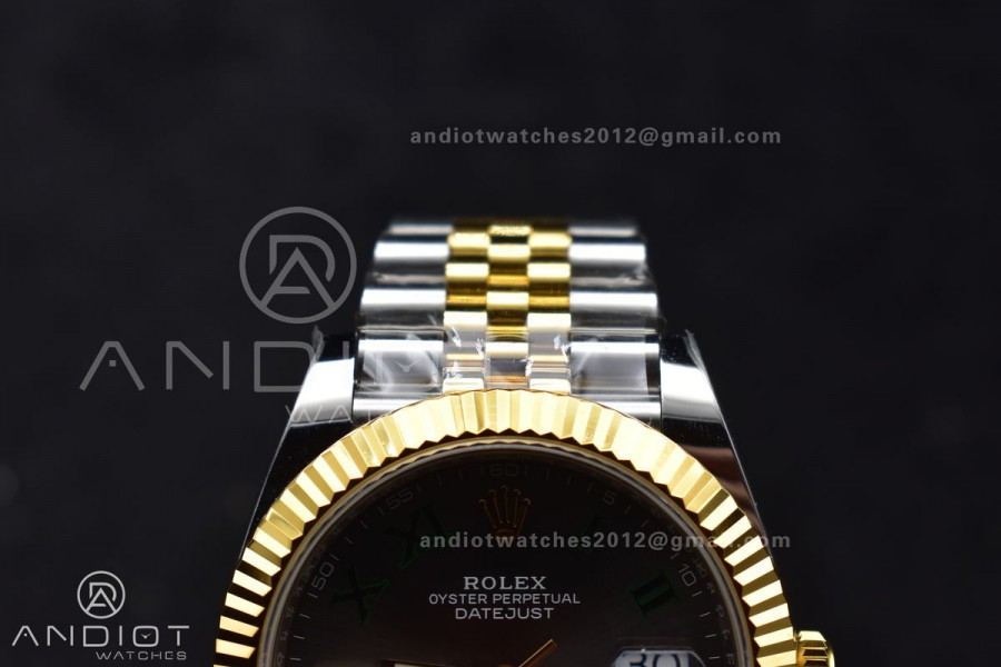DateJust 41 126333 SS/YG ARF 1:1 Best Edition 904L Steel Gray Green Roman Dial on SS/YG Jubilee Bracelet SH3235 (Gain Weight)