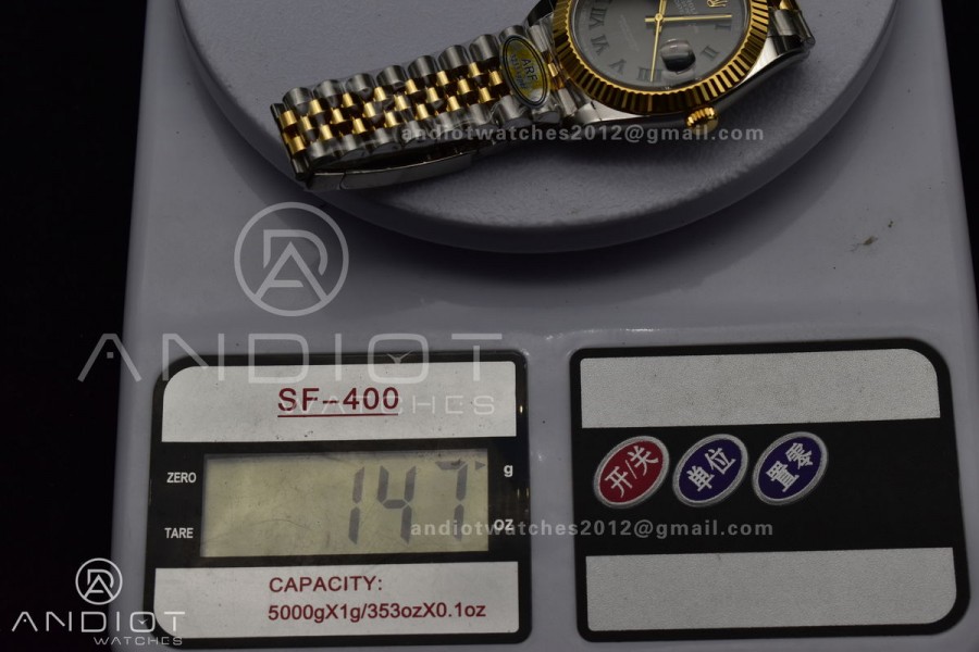 DateJust 41 126333 SS/YG ARF 1:1 Best Edition 904L Steel Gray Green Roman Dial on SS/YG Jubilee Bracelet SH3235 (Gain Weight)
