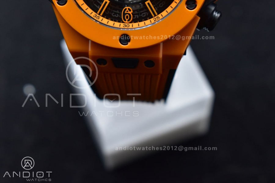 Big Bang Unico 42mm Orange Ceramic BBF 1:1 Best Edition Skeleton Dial on Orange Rubber Strap A1280 V2