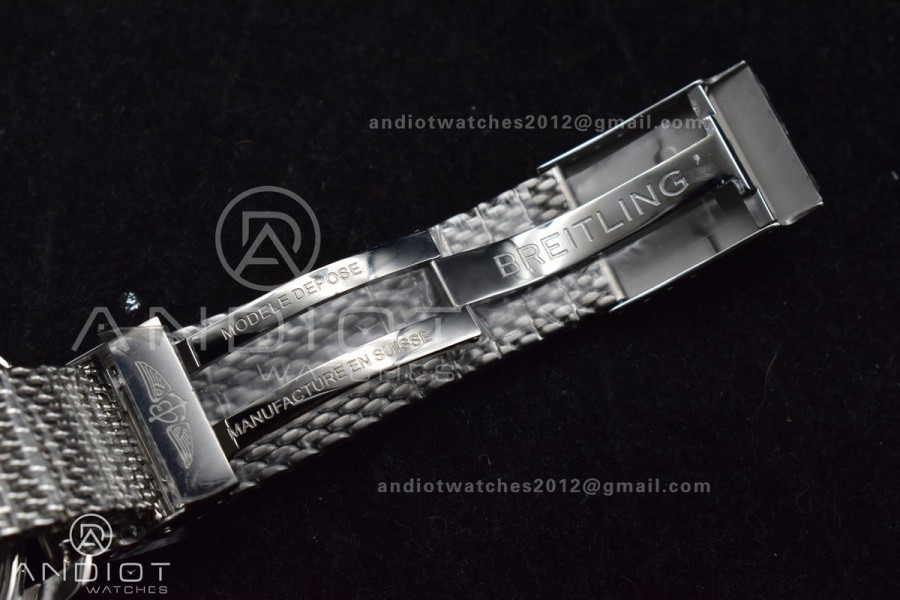 Super Ocean Heritage II BLSF 42mm SS Black Dial Black Ceramic Bezel on SS Mesh Bracelet A2824