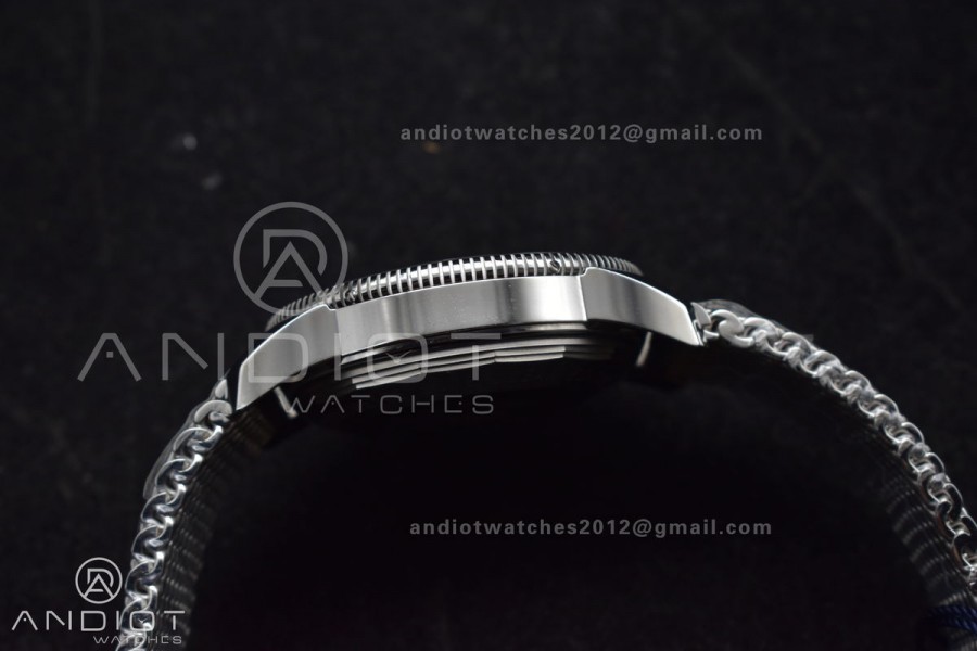 Super Ocean Heritage II BLSF 42mm SS Black Dial Black Ceramic Bezel on SS Mesh Bracelet A2824