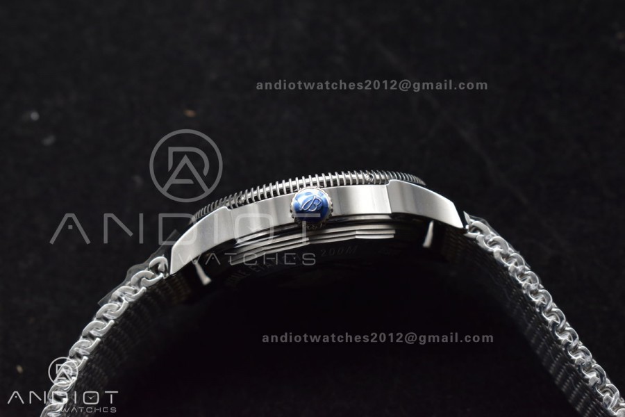 Super Ocean Heritage II BLSF 42mm SS Black Dial Black Ceramic Bezel on SS Mesh Bracelet A2824