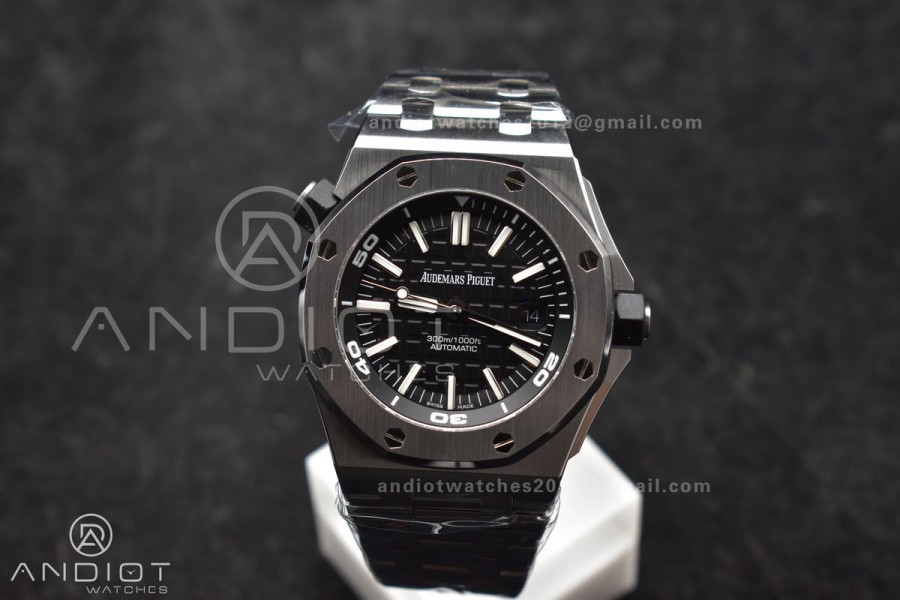 Royal Oak Offshore Diver 15703 APSF 1:1 Best Edition Black Dial on SS Bracelet SA3120 Super Clone