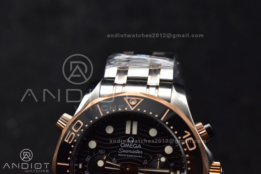Seamaster 300m Chrono SS/RG OMF 1:1 Best Edition Black Dial on SS Strap A9900
