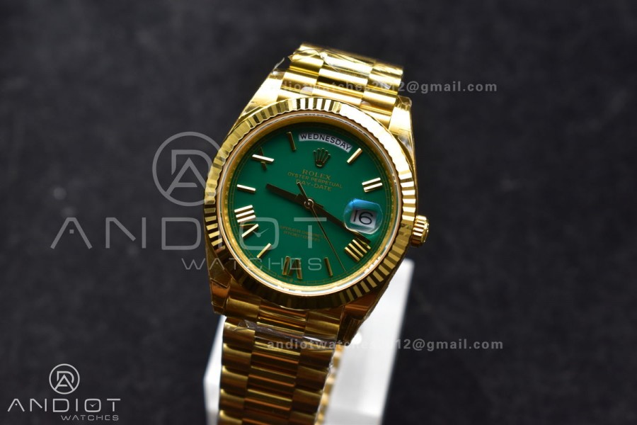 Day Date 40 YG 228238 THBF 1:1 Best Edition Green Roman Dial on President Bracelet VR3255 (Gain Weight)