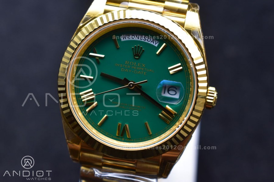 Day Date 40 YG 228238 THBF 1:1 Best Edition Green Roman Dial on President Bracelet VR3255 (Gain Weight)