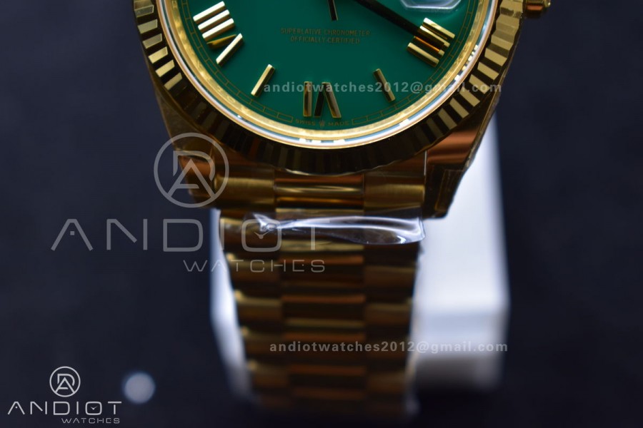 Day Date 40 YG 228238 THBF 1:1 Best Edition Green Roman Dial on President Bracelet VR3255 (Gain Weight)