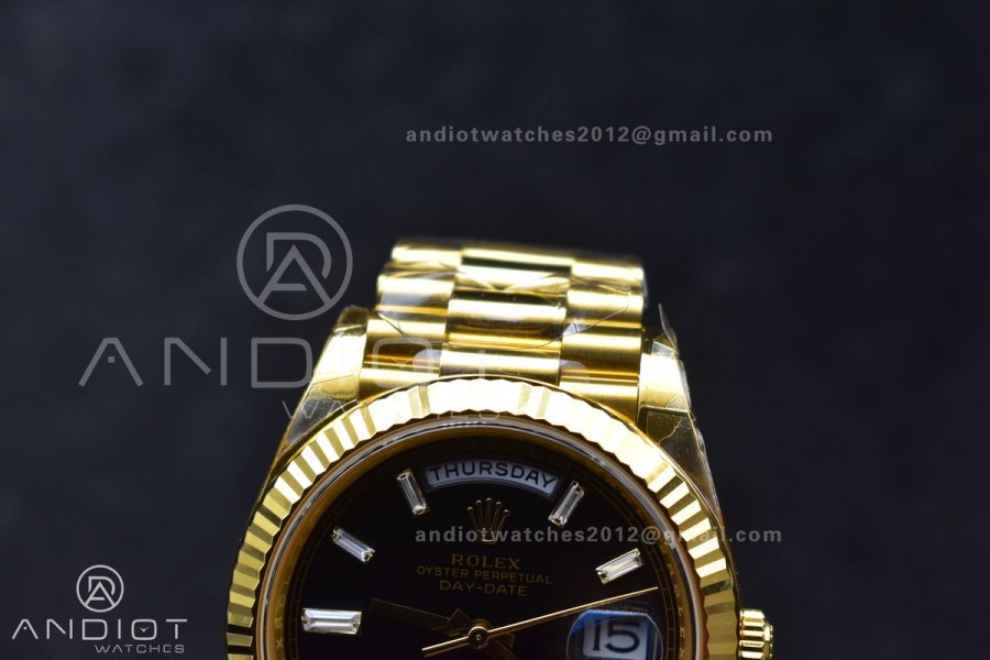 Day Date 40 YG 228238 THBF 1:1 Best Edition Black Crystal Dial on President Bracelet VR3255 (Gain Weight)
