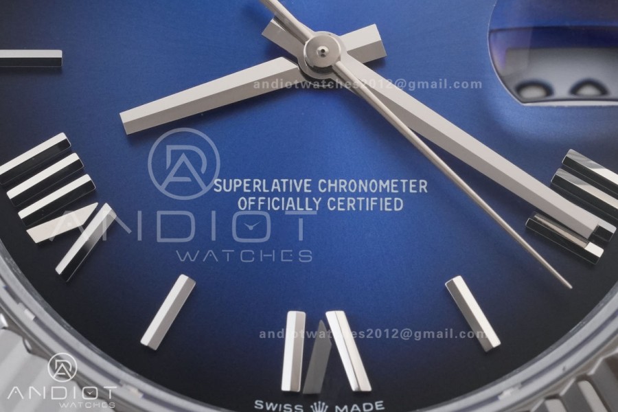 DayDate 40 SS QF 1:1 Best Edition Blue Ombre Dial on President Bracelet VR3255 V8 (Gain Weight)