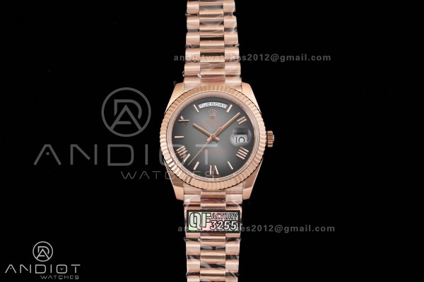 DayDate 40 RG QF 1:1 Best Edition Gray Ombre Roman...