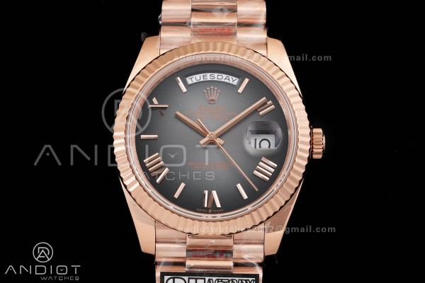 DayDate 40 RG QF 1:1 Best Edition Gray Ombre Roman...