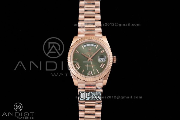 DayDate 40 RG QF 1:1 Best Edition Green Roman Dial...
