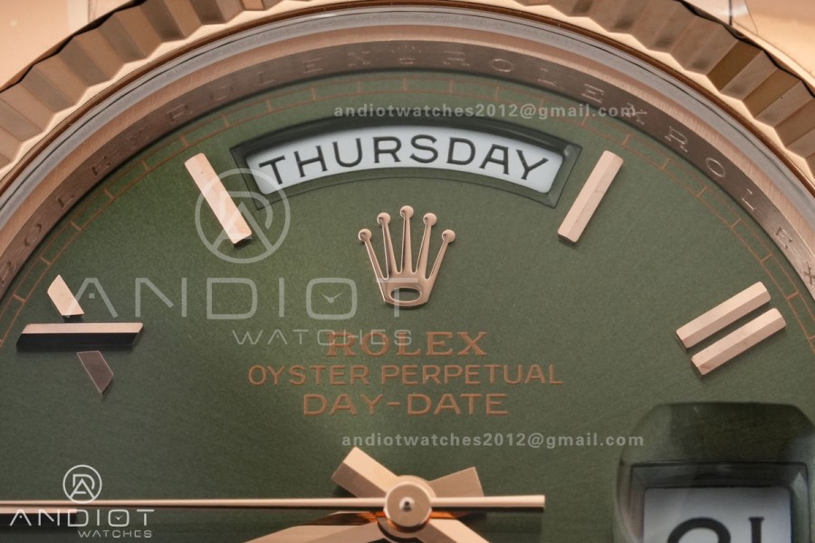 DayDate 40 RG QF 1:1 Best Edition Green Roman Dial on President Bracelet VR3255 V8 (Gain Weight)