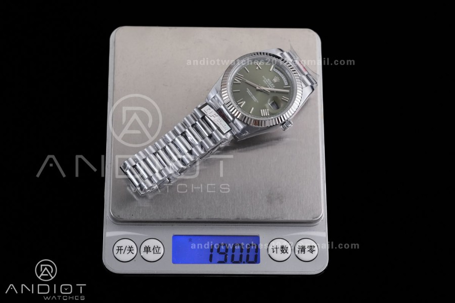 DayDate 40 SS QF 1:1 Best Edition Green Roman Dial on President Bracelet VR3255 V8 (Gain Weight)