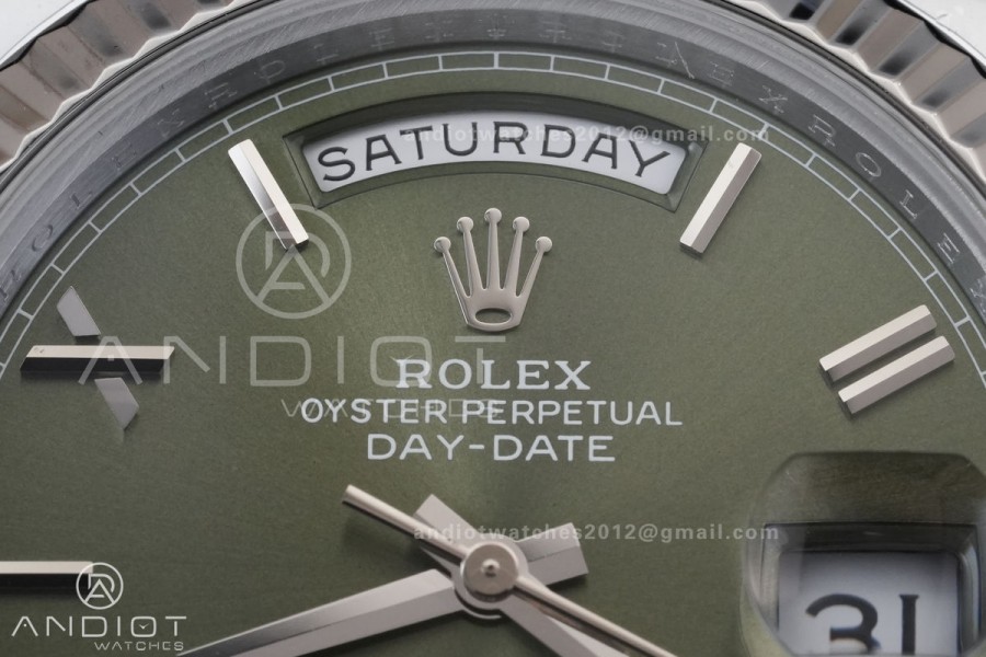 DayDate 40 SS QF 1:1 Best Edition Green Roman Dial on President Bracelet VR3255 V8 (Gain Weight)