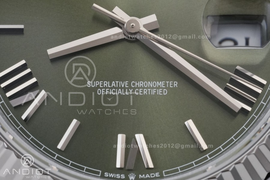 DayDate 40 SS QF 1:1 Best Edition Green Roman Dial on President Bracelet VR3255 V8 (Gain Weight)