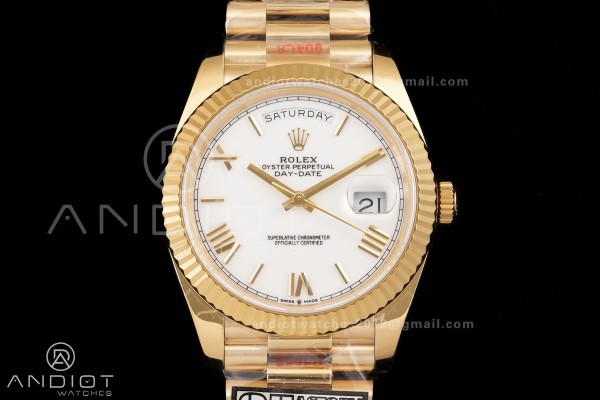 DayDate 40 YG QF 1:1 Best Edition White Roman Dial...