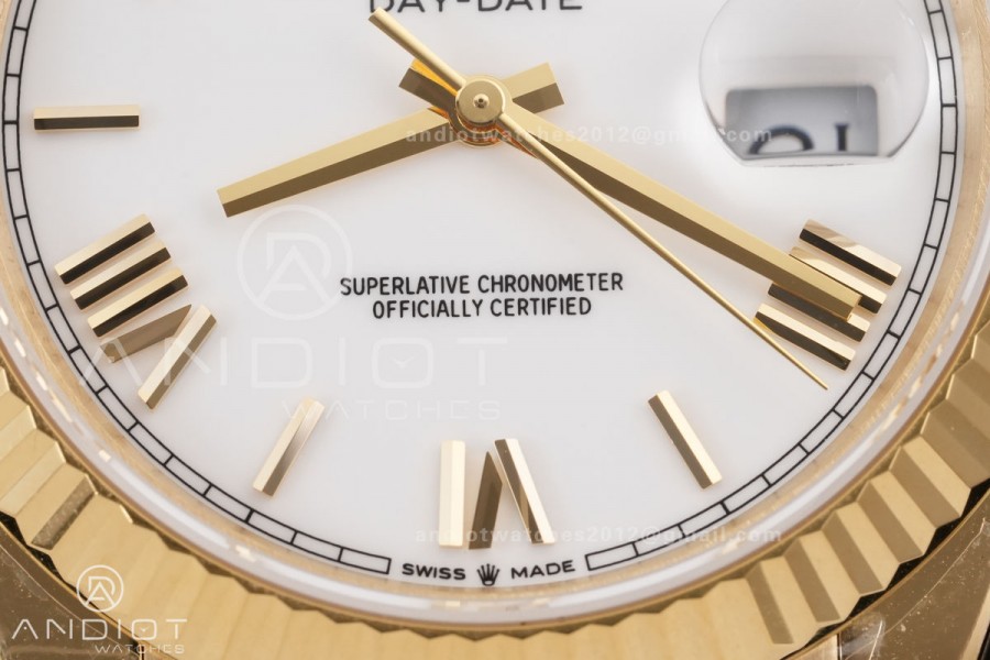 DayDate 40 YG QF 1:1 Best Edition White Roman Dial on President Bracelet VR3255 V8 (Gain Weight)