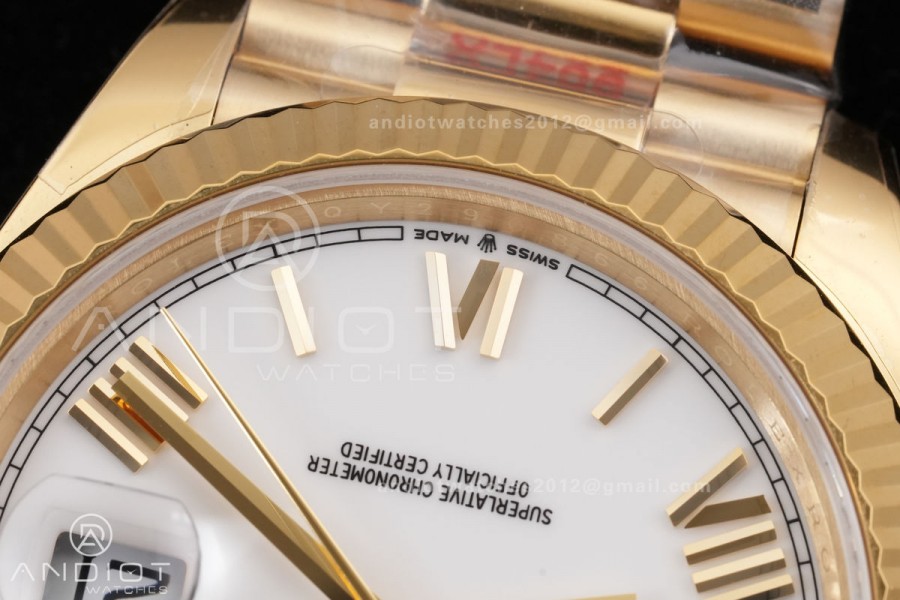 DayDate 40 YG QF 1:1 Best Edition White Roman Dial on President Bracelet VR3255 V8 (Gain Weight)