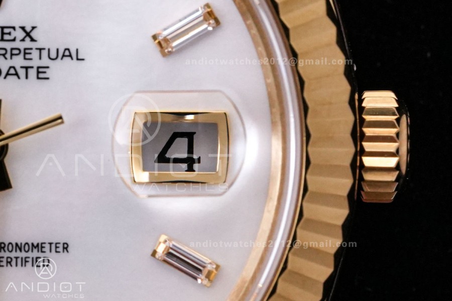 DayDate 40 YG 1:1 Best Edition White MOP Crystal Dial on President Bracelet VR3255 V8 (Gain Weight)