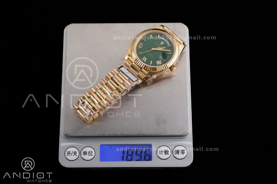 DayDate 40 YG 1:1 Best Edition Green Roman Dial on President Bracelet VR3255 V8 (Gain Weight)