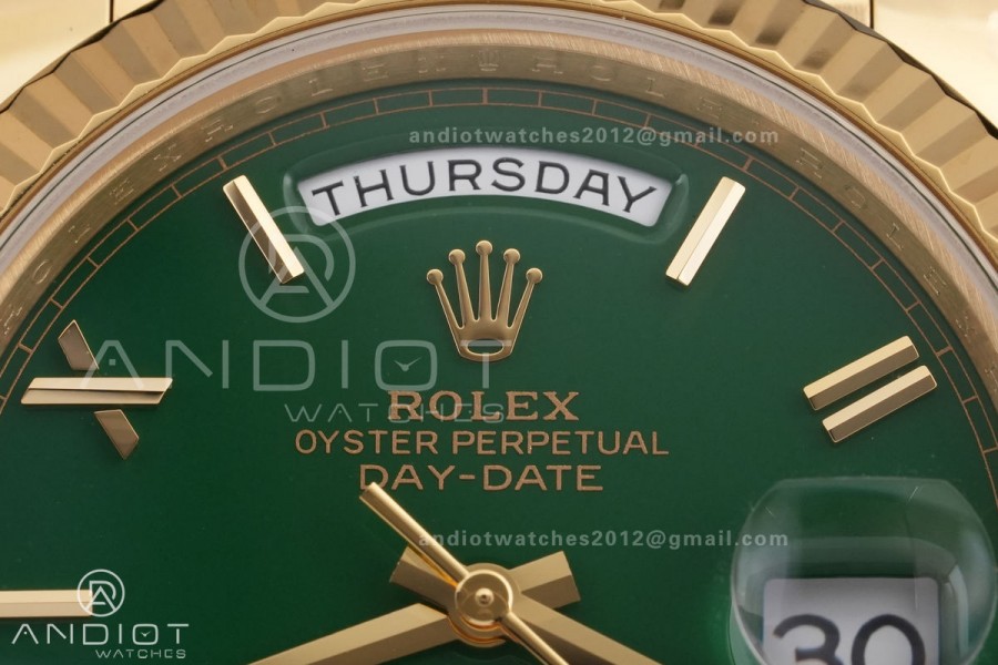 DayDate 40 YG 1:1 Best Edition Green Roman Dial on President Bracelet VR3255 V8 (Gain Weight)
