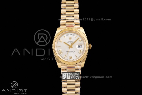 DayDate 40 YG QF 1:1 Best Edition Silver Roman Dia...