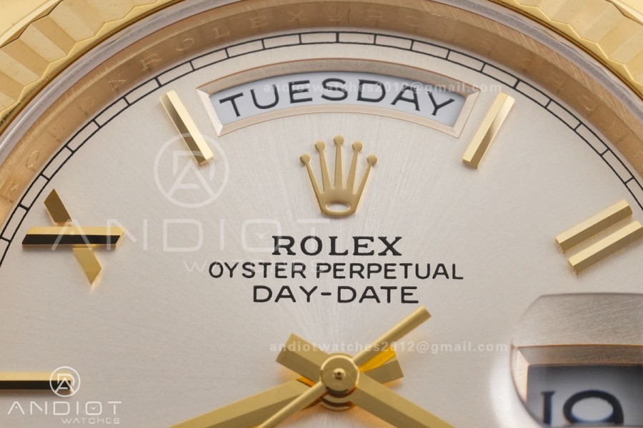 DayDate 40 YG QF 1:1 Best Edition Silver Roman Dial on President Bracelet VR3255 V8 (Gain Weight)