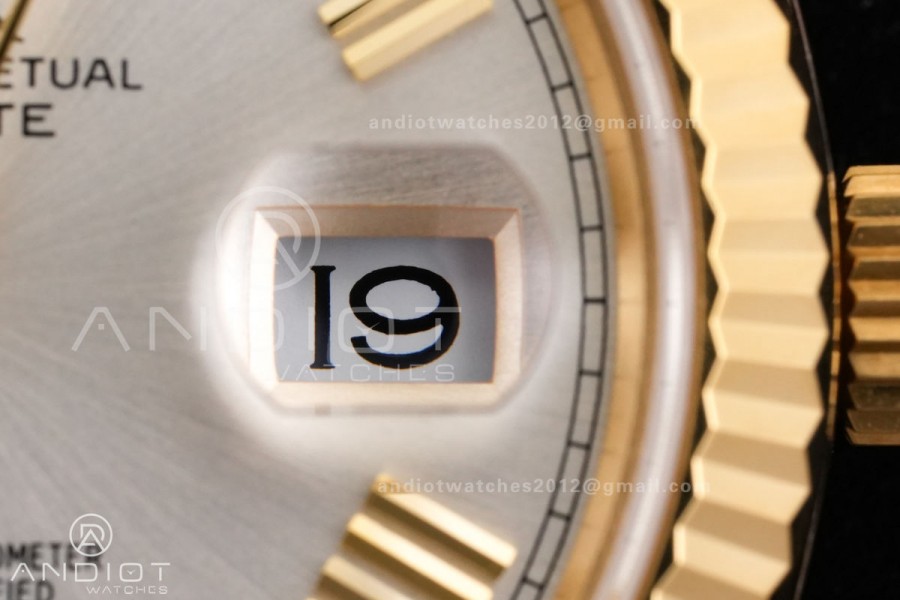 DayDate 40 YG QF 1:1 Best Edition Silver Roman Dial on President Bracelet VR3255 V8 (Gain Weight)