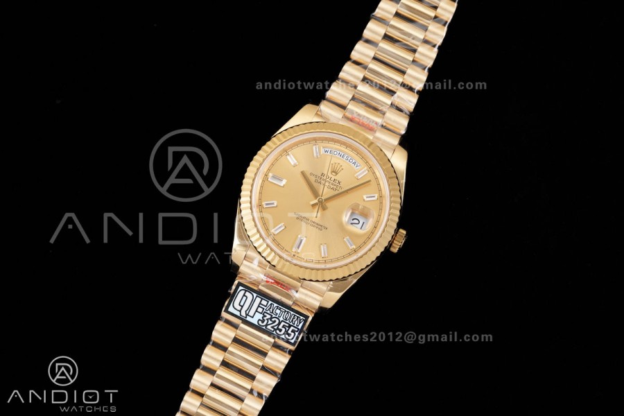 DayDate 40 YG 1:1 Best Edition YG Crystal Dial on President Bracelet VR3255 V8 (Gain Weight)