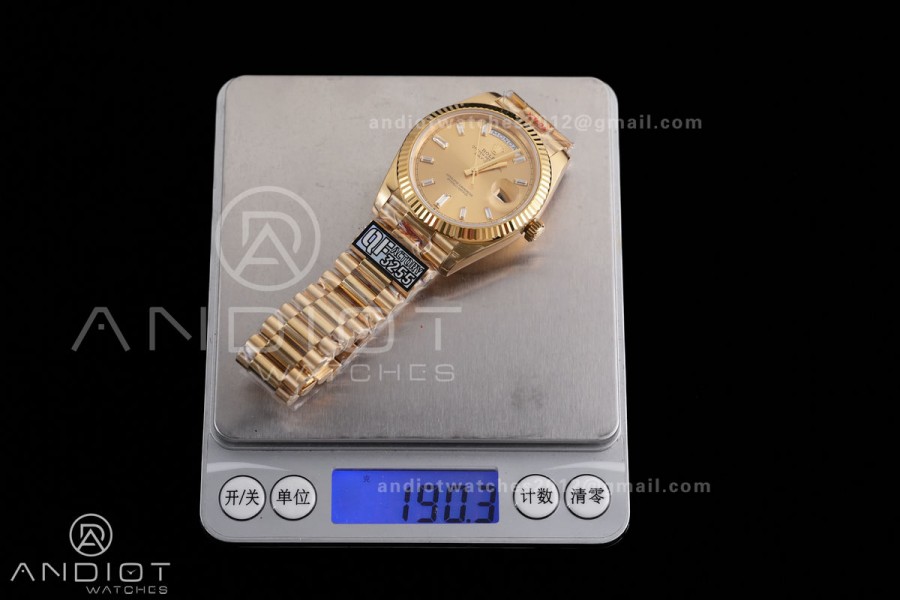 DayDate 40 YG 1:1 Best Edition YG Crystal Dial on President Bracelet VR3255 V8 (Gain Weight)