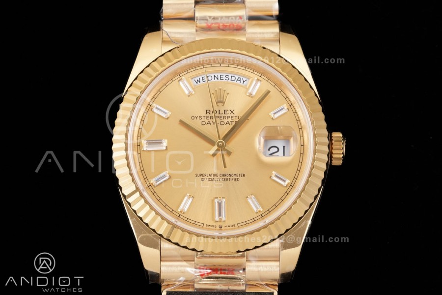 DayDate 40 YG 1:1 Best Edition YG Crystal Dial on President Bracelet VR3255 V8 (Gain Weight)