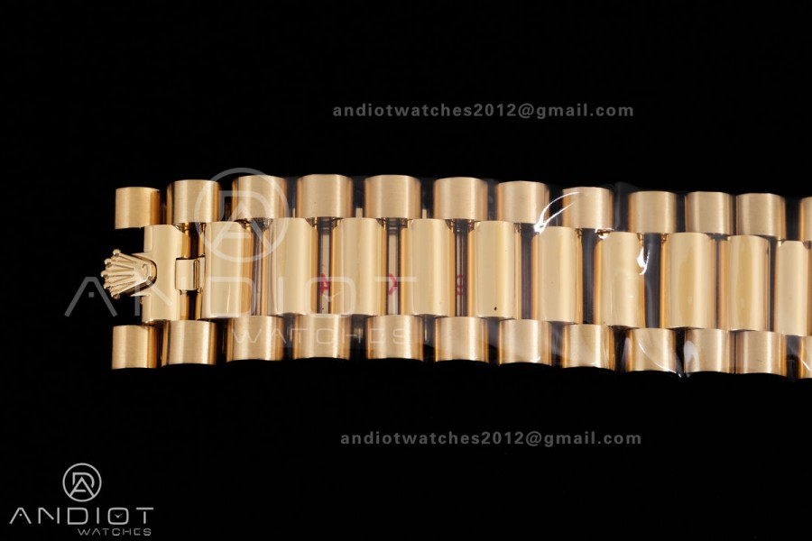 DayDate 40 YG QF 1:1 Best Edition YG Stick Dial on President Bracelet VR3255 V8 (Gain Weight)