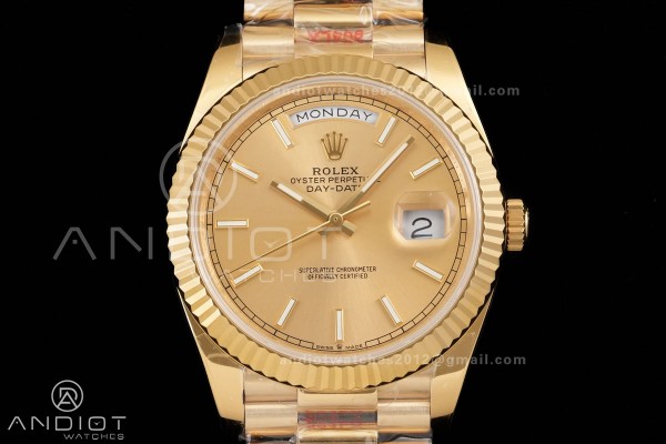 DayDate 40 YG QF 1:1 Best Edition YG Stick Dial on...