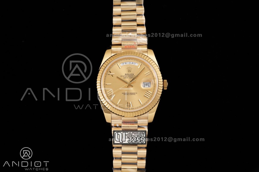 DayDate 40 YG 1:1 Best Edition YG Roman Dial on President Bracelet VR3255 V8 (Gain Weight)