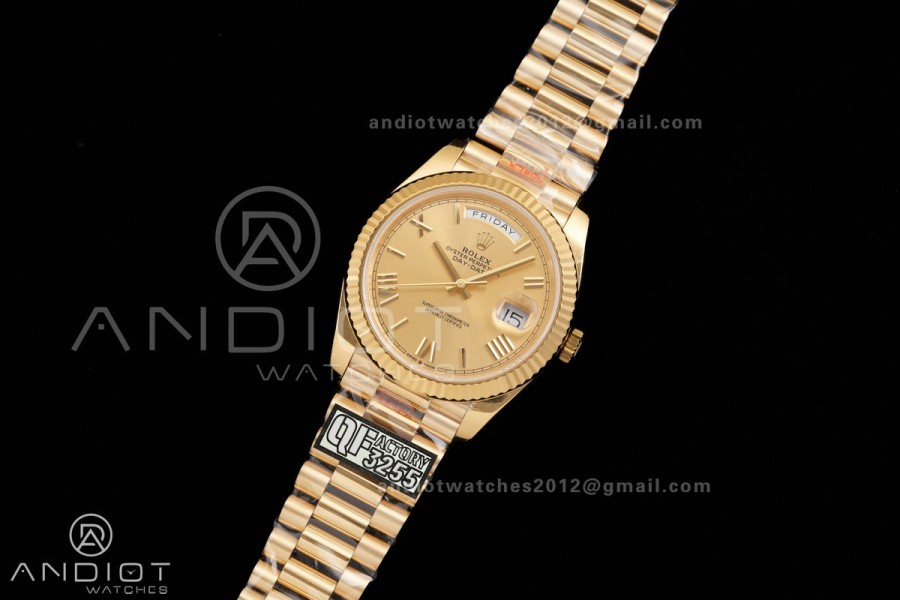 DayDate 40 YG 1:1 Best Edition YG Roman Dial on President Bracelet VR3255 V8 (Gain Weight)