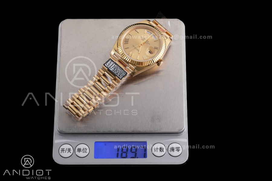 DayDate 40 YG 1:1 Best Edition YG Roman Dial on President Bracelet VR3255 V8 (Gain Weight)